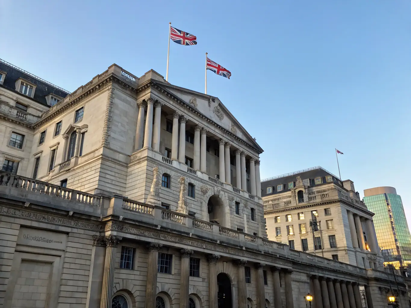 A photo of the Bank of England building, representing monetary policy decisions and their impact on the economy.